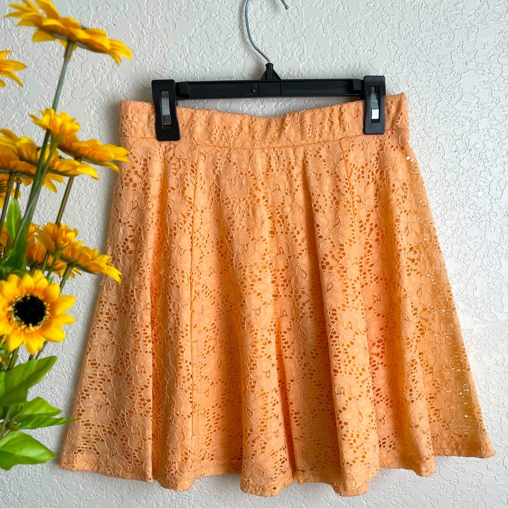 Peached Colored Lace Skater Skirt